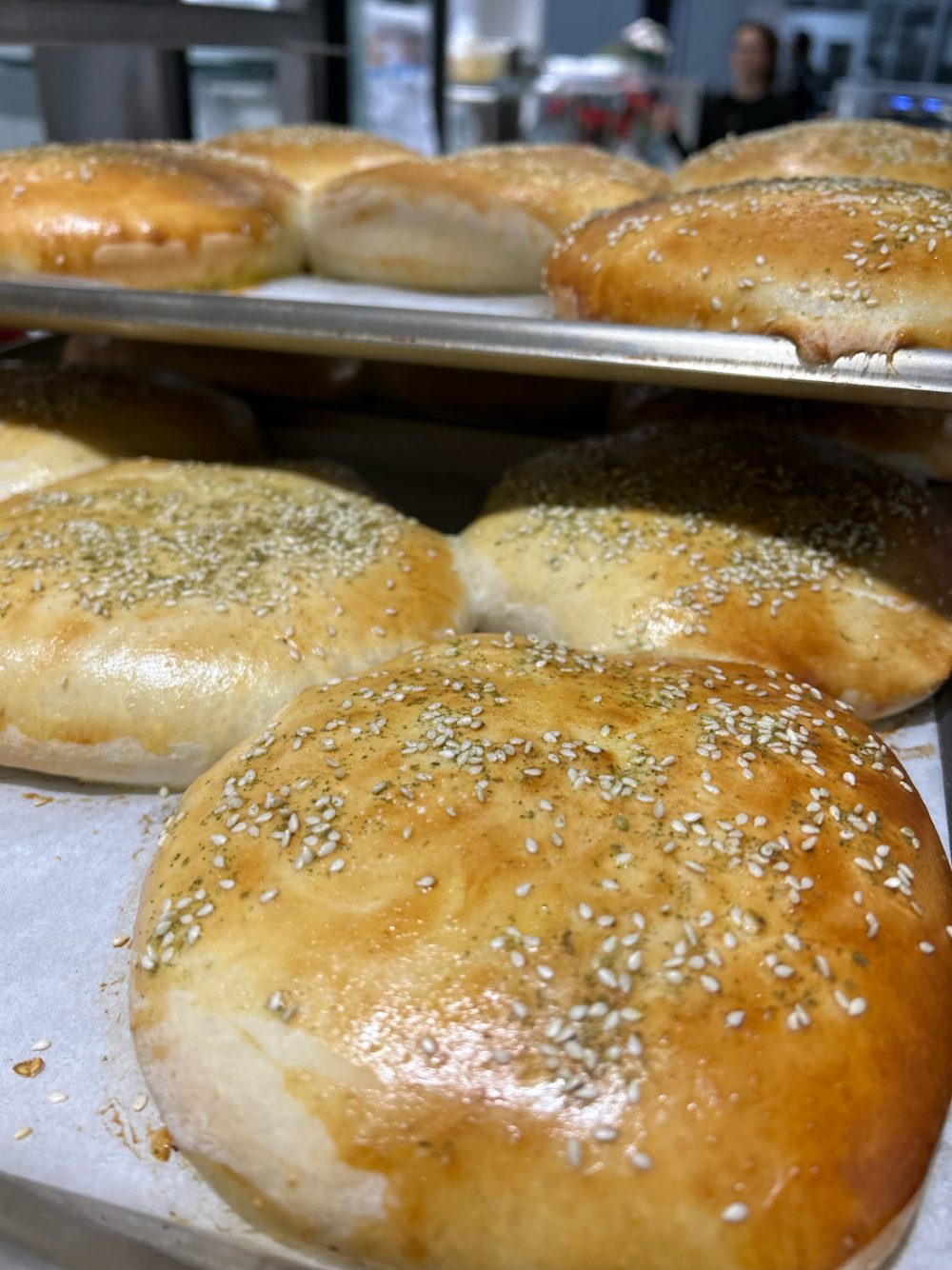 Fresh-baked Jerusalem buns with za'atar and sesame