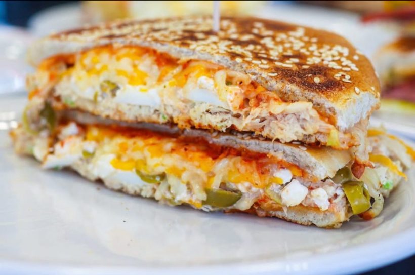 Yoffee Toffee — pressed tuna, feta & melted cheese toast
